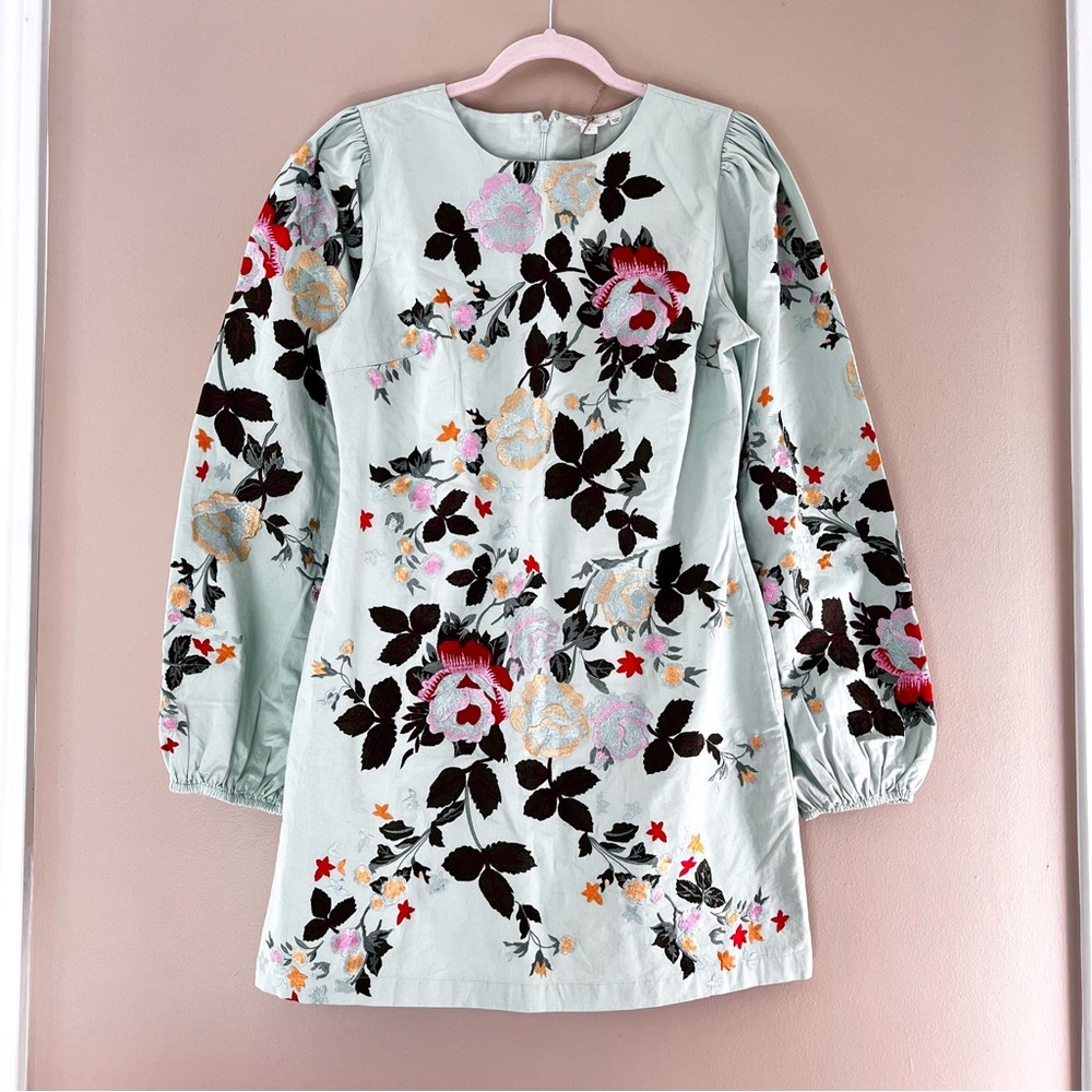 NWT Anthropologie Let Me Be Long-Sleeve Embroidered Mini Dress - Picture 4 of 10